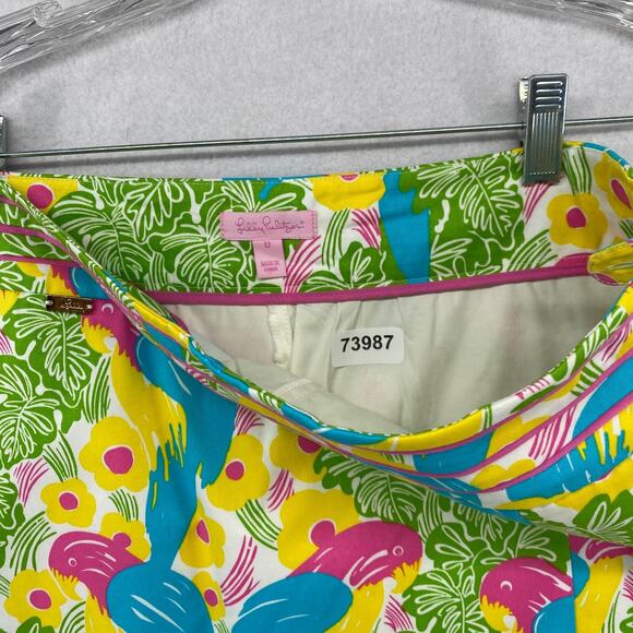 LILLY PULITZER Skirt 12 Parrot Bird Floral Skort Golf Tennis Stretch Cotton - Picture 10 of 14